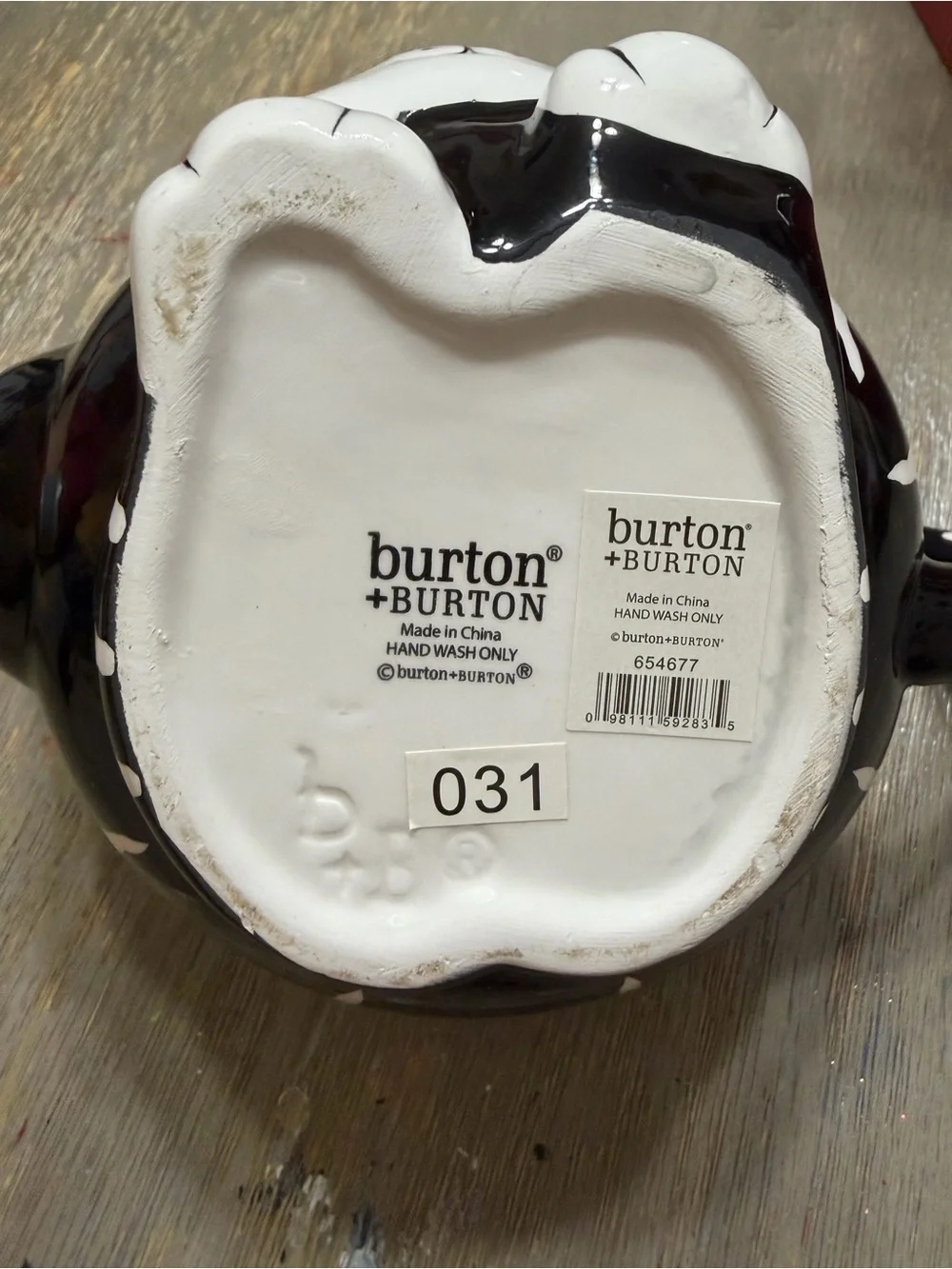 burton+BURTON Black & White Cat Ceramic Teapot Whimsical Kitty Tea Pot